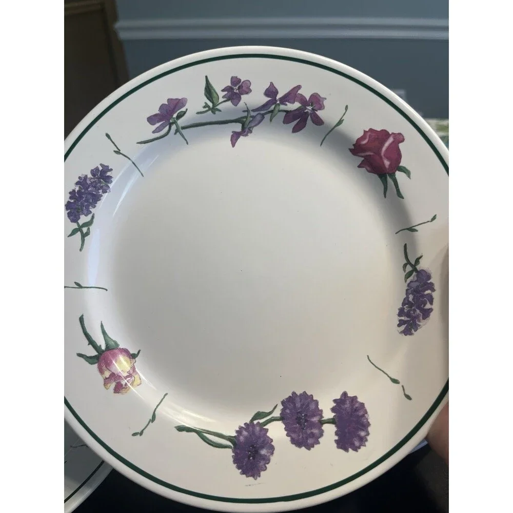 Williams Sonoma Floral Le Jardin 8.75” Luncheon Salad Plates Portugal 4pc